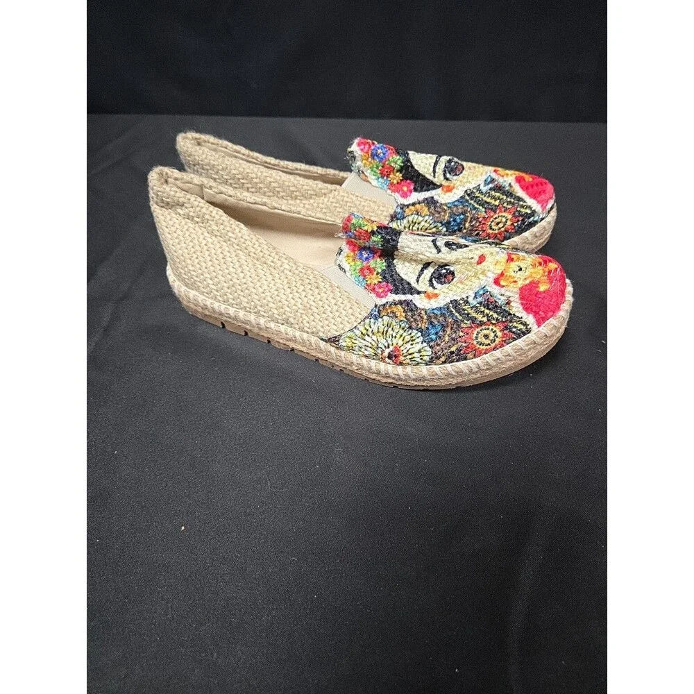 ZIPOLITE Espadrilles Woman’s Sz 6 Platform Espadrilles Frida Khalo Canvas-Mexico
